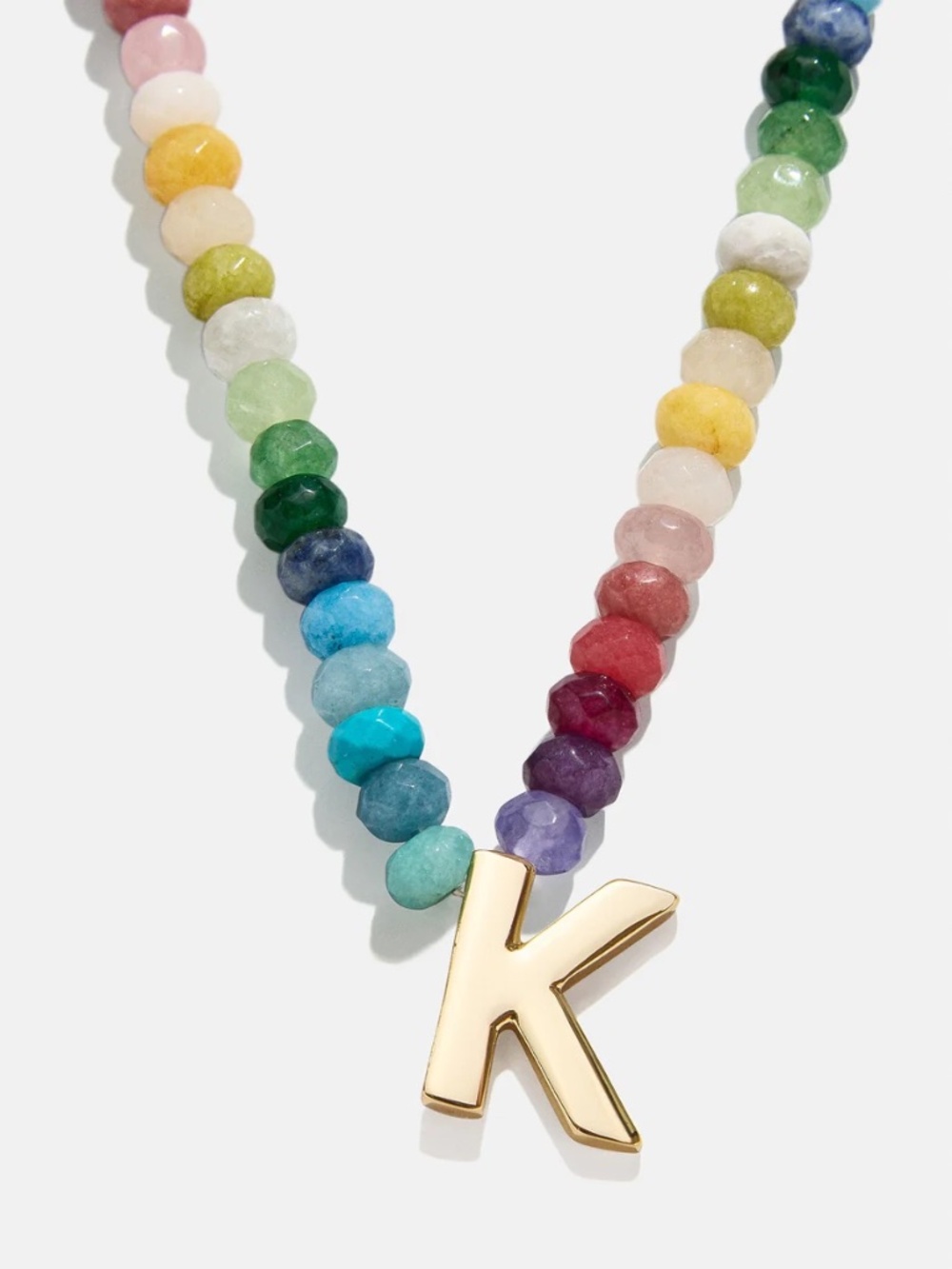 Semi-Precious Block Initial Necklace K Initial